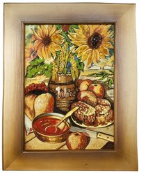 Still life “Sunflowers and a bowl of honey”