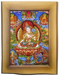 Panel "Buddhist painting Thangka - White Tara"