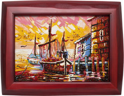 Panel “Sailboats at sunset”