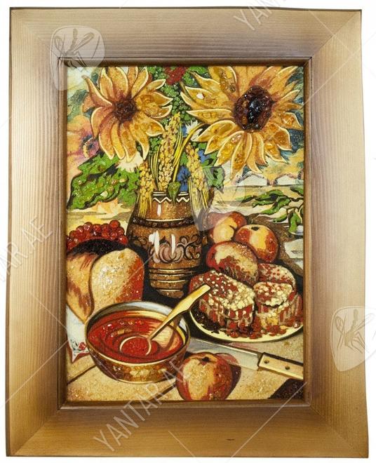 Still life “Sunflowers and a bowl of honey”