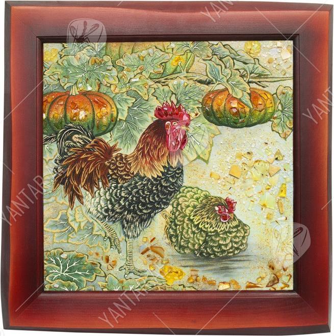 Panel “Rooster in Chinese painting”