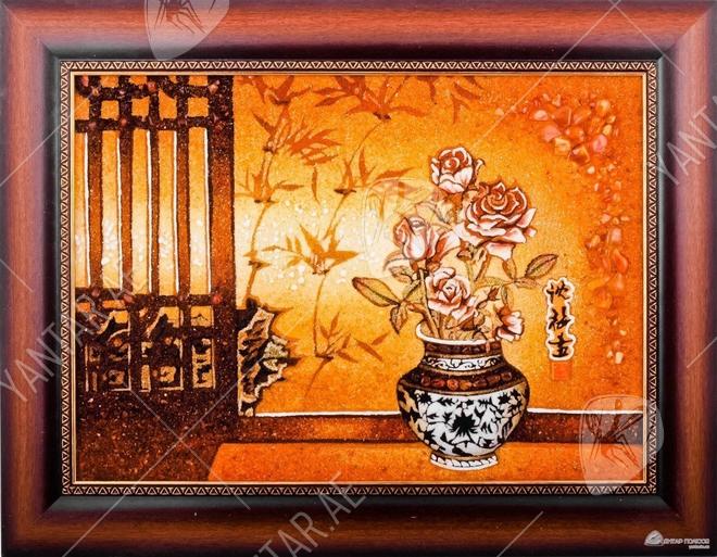 Panel “Vase with roses”