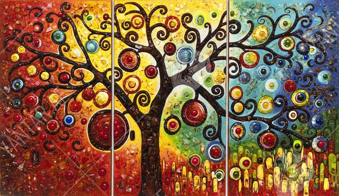 Semi-volume triptych “Tree of Life”