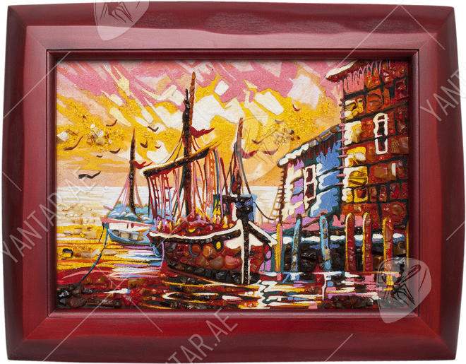 Panel “Sailboats at sunset”