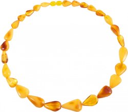 Beads made of drop-shaped amber stones