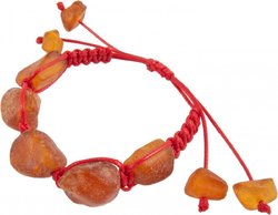 Amulet bracelet with red thread and polished amber