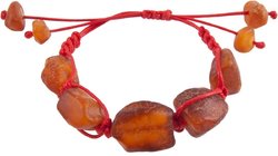 Amulet bracelet with red thread and dark polished amber