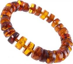 Bracelet made of cognac-colored amber donut stones