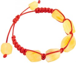 Amulet bracelet with red thread and light polished amber