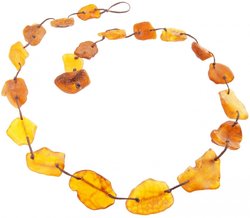 Beads-string made of polished amber stones