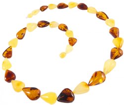 Beads with multi-colored drop-shaped amber stones