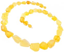 Beads made of light multifaceted polished amber stones