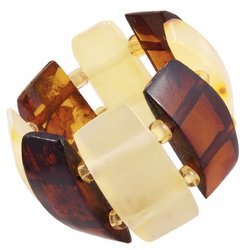 Polished amber ring "Zebra"