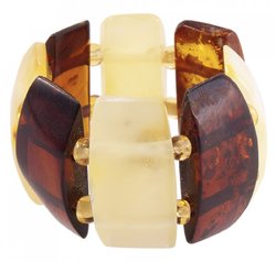 Polished amber ring "Zebra"