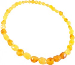 Beads made of light amber stones “Crumpled Cherry”