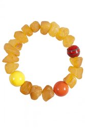 Amber bracelet with decorative beads made of Indian ceramics