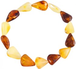 Bracelet with multi-colored teardrop-shaped amber stones