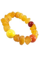 Amber bracelet with decorative beads made of Indian ceramics