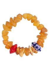 Amber bracelet with decorative inserts made of Indian ceramics