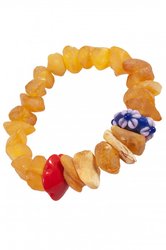 Amber bracelet with decorative inserts made of Indian ceramics