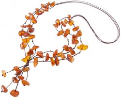 Multi-row amber beads on waxed thread