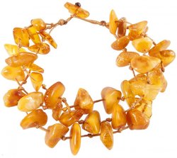 Multi-row honey-colored amber bracelet