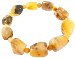 Amber bracelet with alternating figured stones and balls