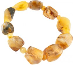 Amber bracelet with alternating figured stones and balls