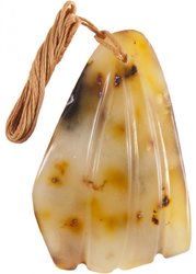 Figured amber pendant with impurities