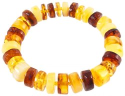 Bracelet made of multi-colored amber donut stones