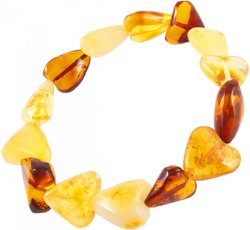 Bracelet made of amber stones in the shape of a heart