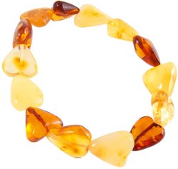 Bracelet made of amber stones in the shape of a heart