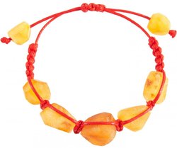 Amber amulet bracelet with red thread