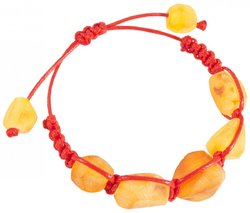 Amber amulet bracelet with red thread