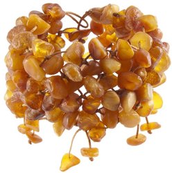 Multi-row braided bracelet made of polished amber stones