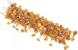 Multi-row braided bracelet made of polished amber stones