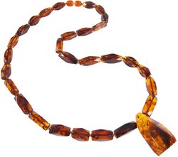 Amber beads with a large pendant stone