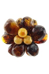 Cognac amber brooch “Flower”