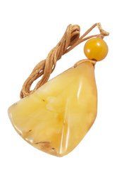 Pendant with relief stone and amber ball