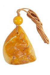 Pendant with relief stone and amber ball