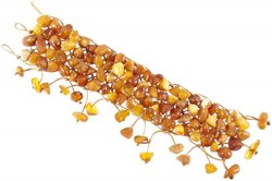 Multi-row braided bracelet made of polished amber stones