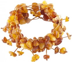 Multi-row braided bracelet made of polished amber stones