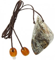 Pendant on a waxed cord “Marble Amber”