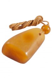 Amber pendant on wax thread