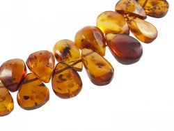 Bead necklace made of amber droplets