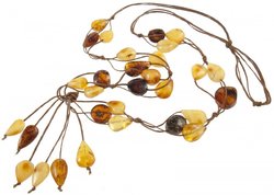 Amber beads on waxed thread