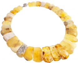 Beads made of flat amber stones