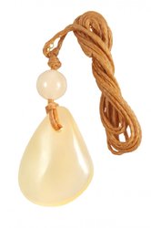 Drop-shaped pendant with stone and amber ball