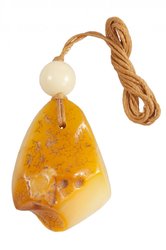 Amber pendant on wax thread