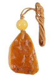 Amber pendant on wax thread